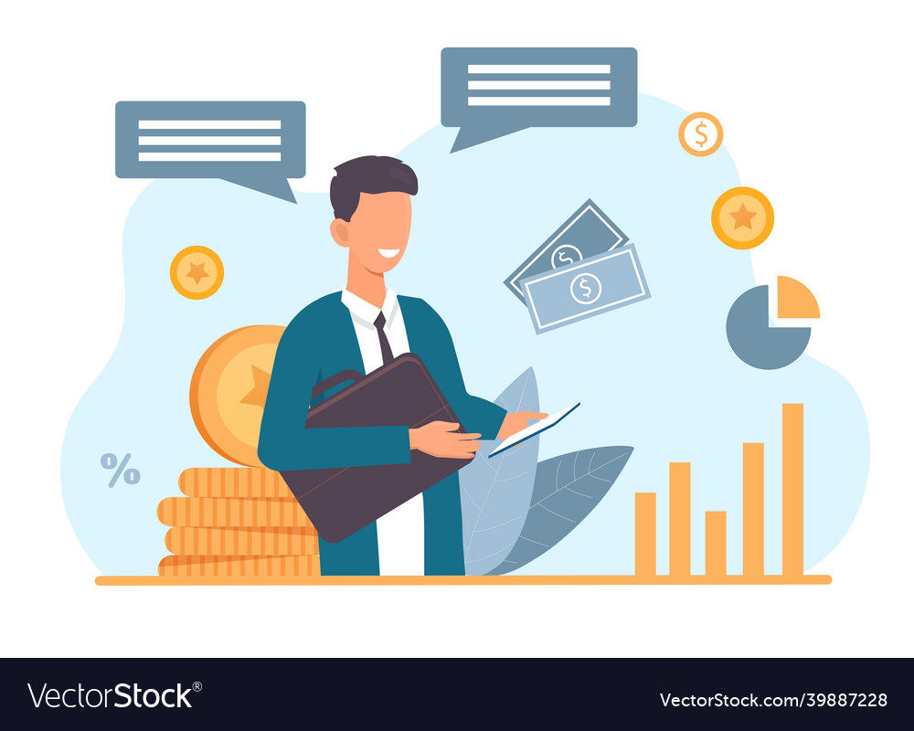 Financial analyst reads reports Royalty Free Vector Image