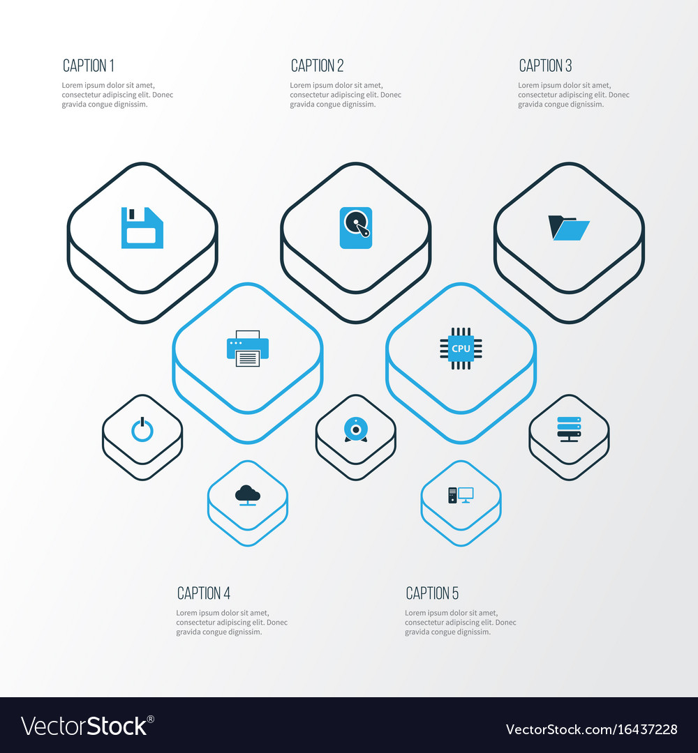 Hardware colorful icons set collection of floppy