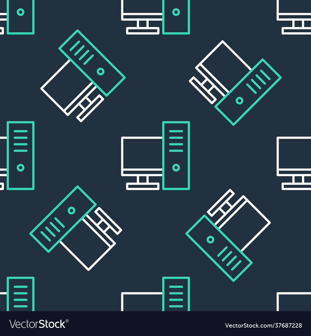 Line computer monitor icon isolated seamless vector image Line computer monitor icon isolated seamless