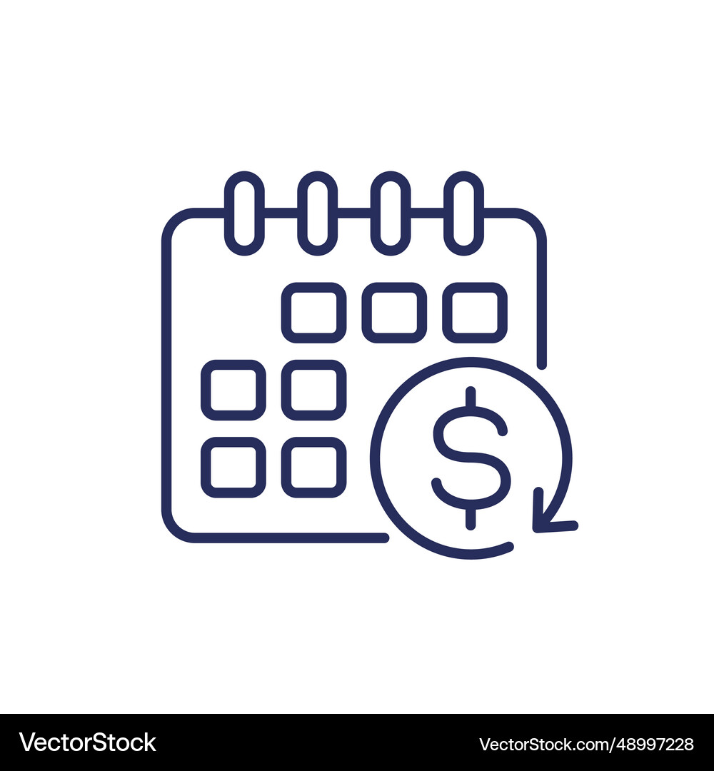 Monthly subscription autorenewal line icon Vector Image