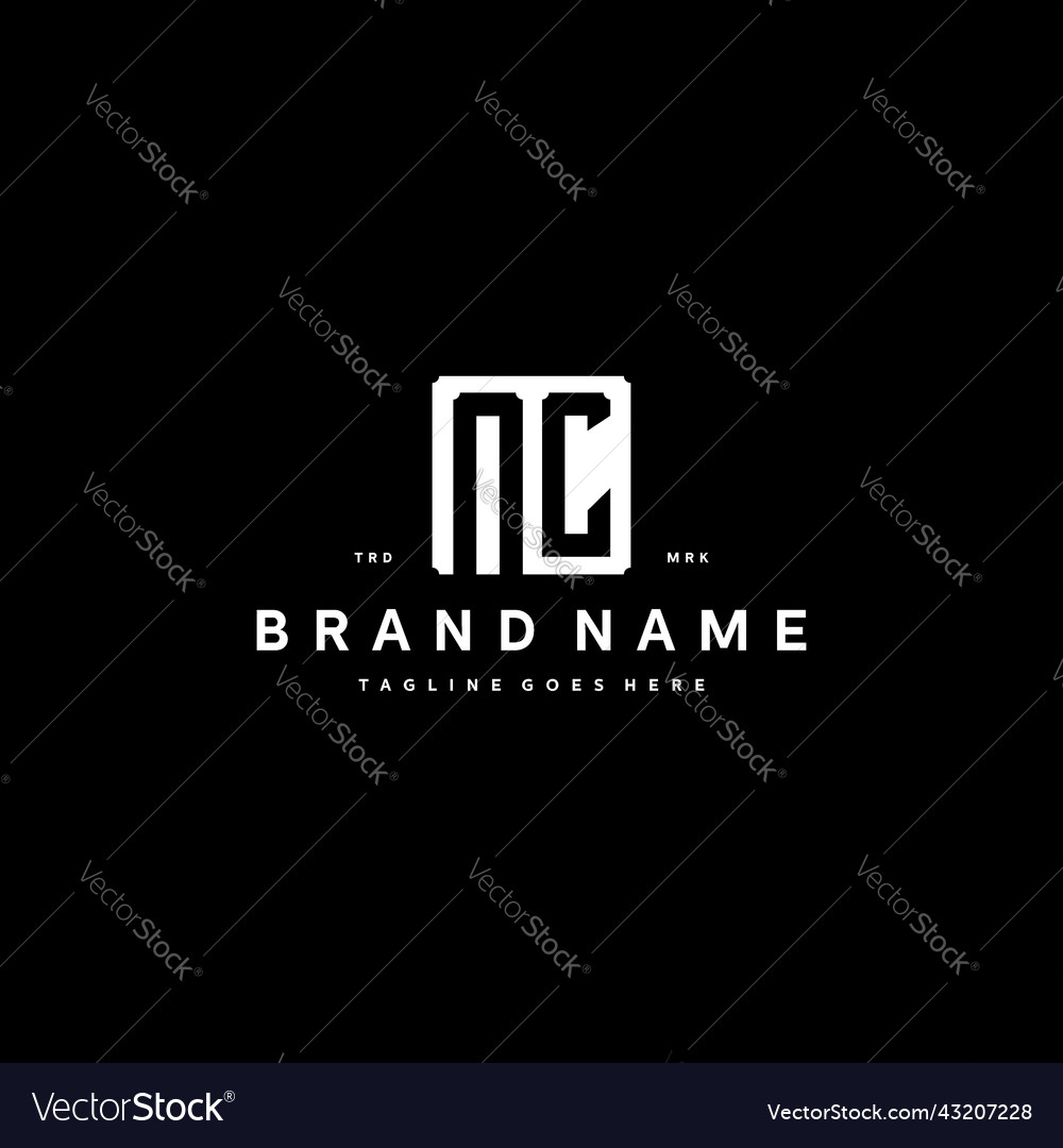 Nc monogram logo design with square rectangular