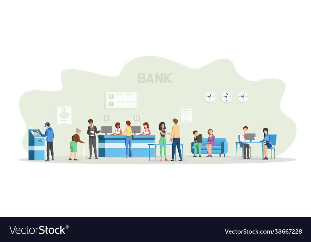 People managers clients at bank office room Vector Image