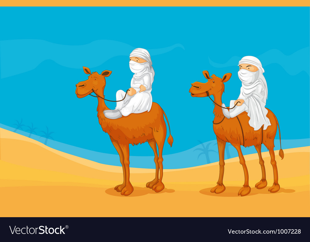 People riding a camel Royalty Free Vector Image