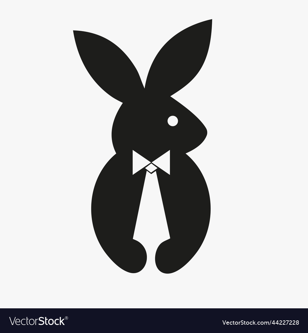 Rabbit tie logo negative space concept template