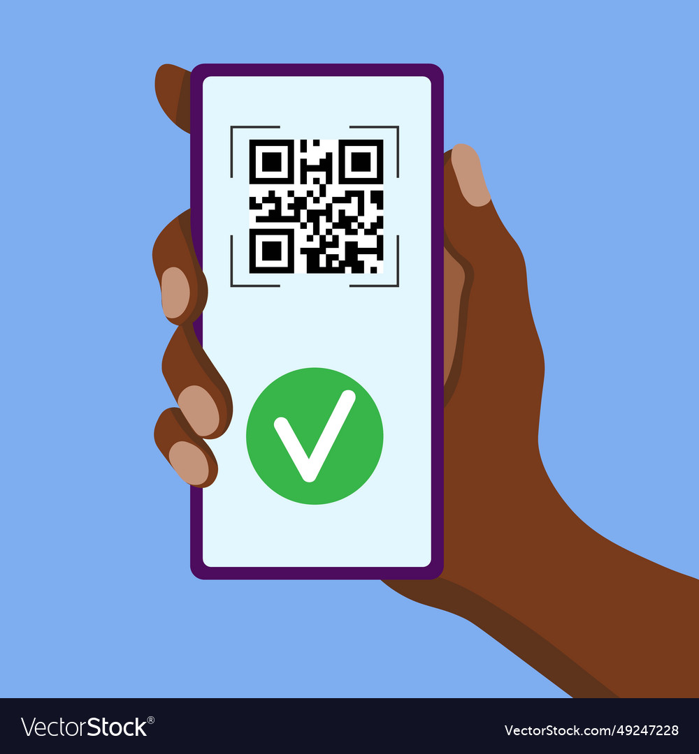 Reading with validation of a qr code label black vector image Reading with validation of a qr code label black