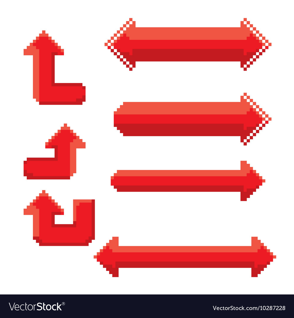 Red pixel style arrow set