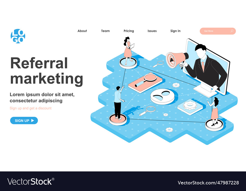 Referral marketing isometric concept business