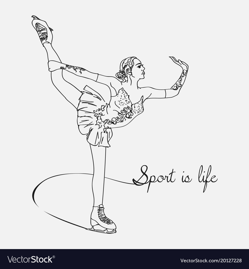 Фигурное катание раскраска для детей распечатать Scetch figure skater Royalty Free Vector Image