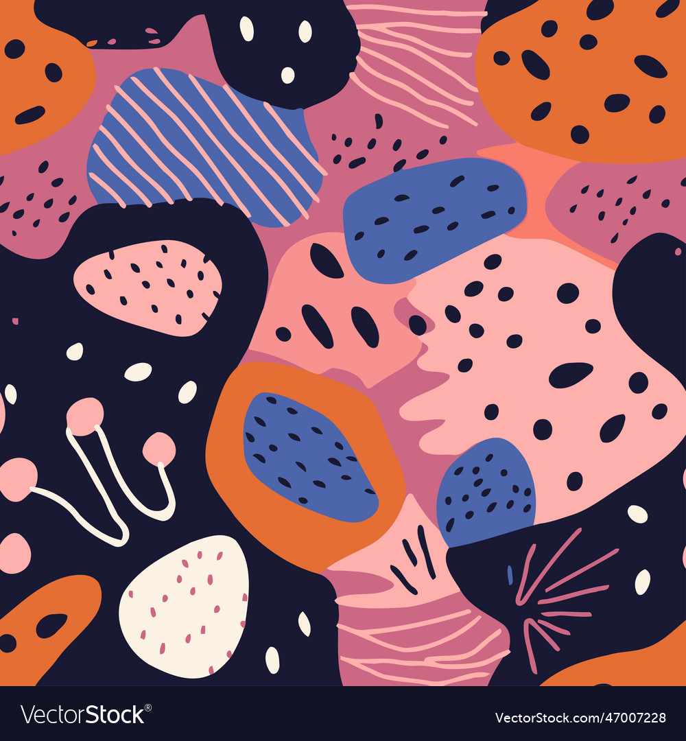 Seamless pattern with abstract hand drawn shapes vector image Seamless pattern with abstract hand drawn shapes