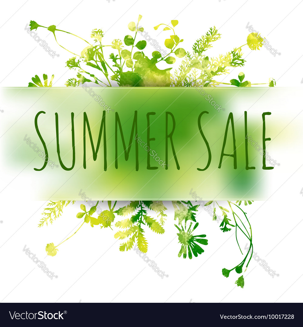 Summer sale watercolor background with leaves