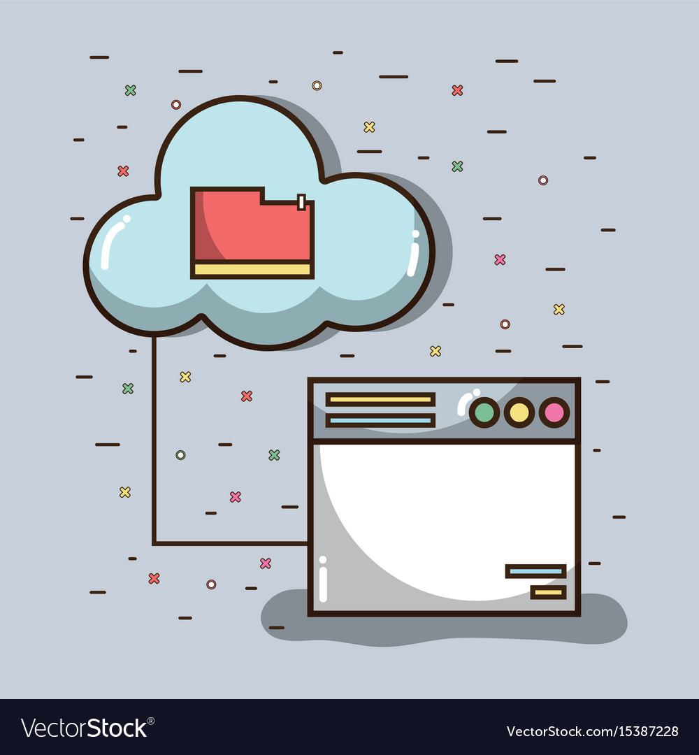 Technology window with file inside of cloud