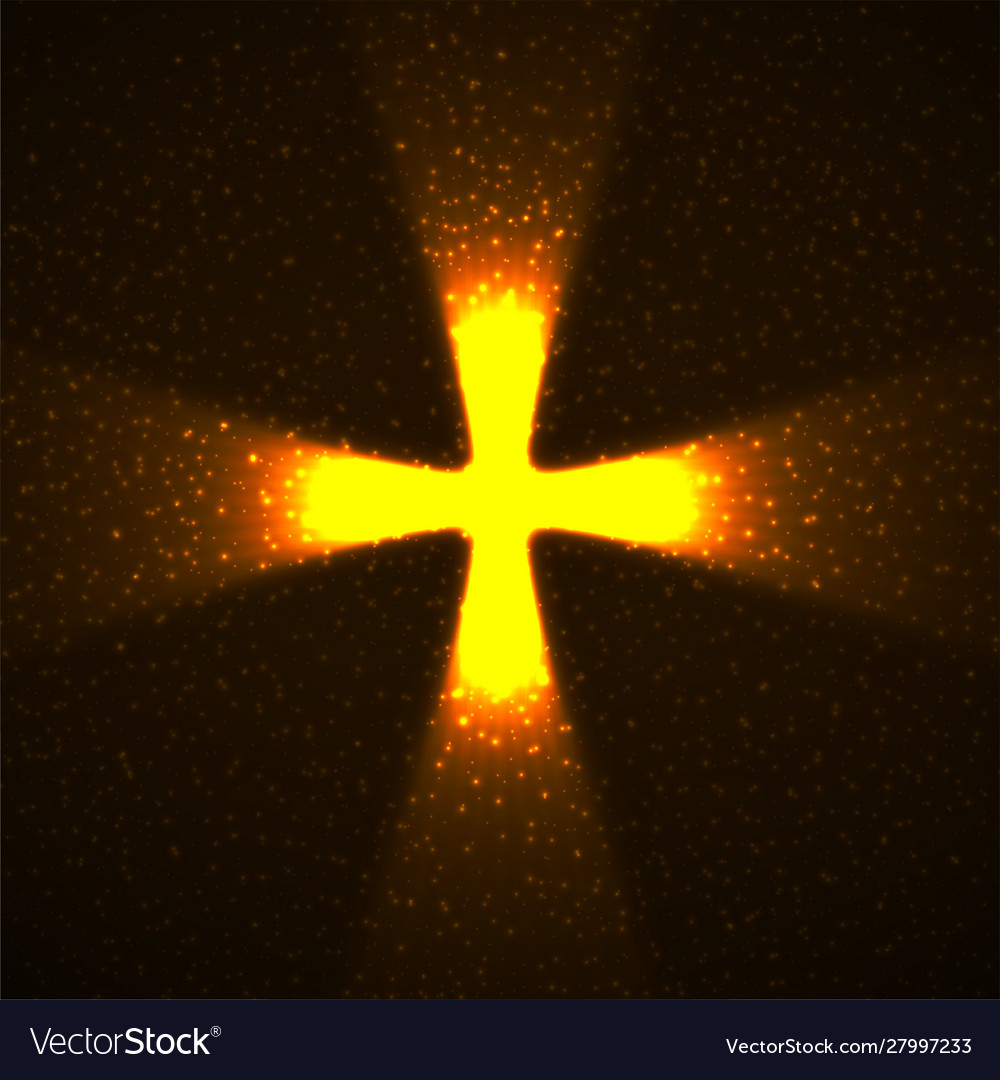 Abstract shining cross with glowing rays