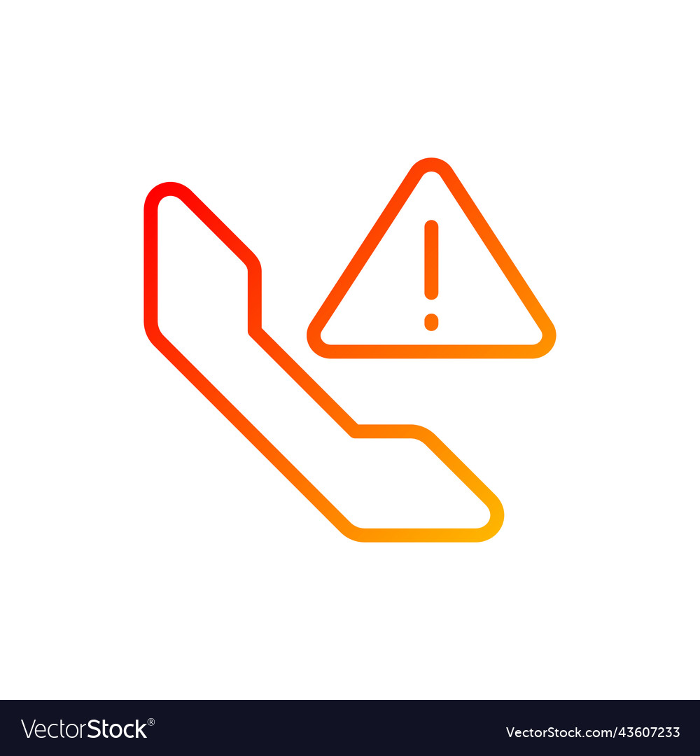 Call warning pixel perfect gradient linear icon vector image Call warning pixel perfect gradient linear icon