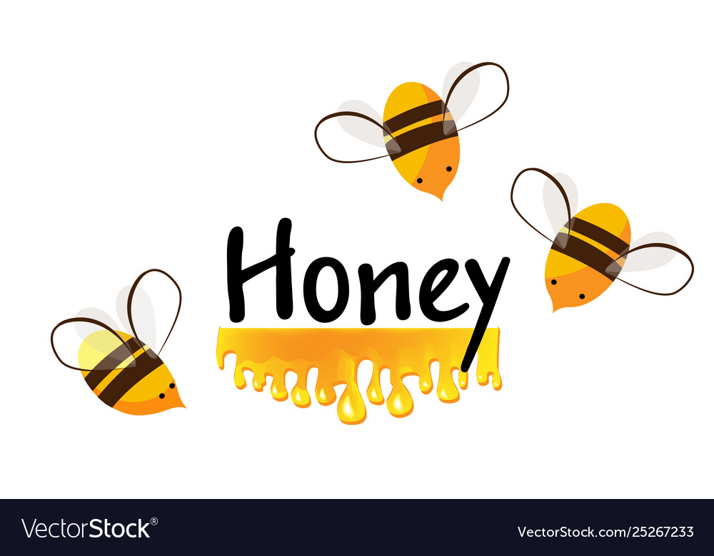 Cartoon bees and honey flow background for Vector Image