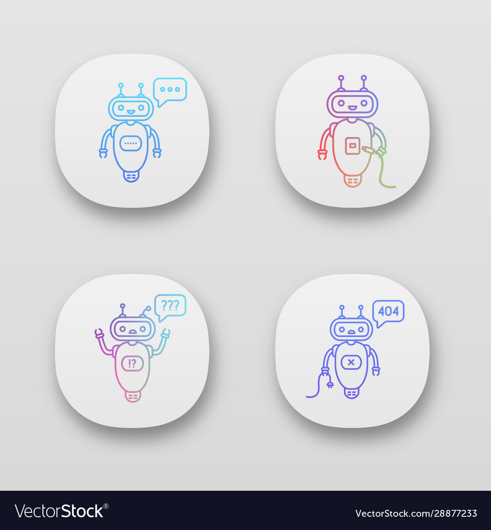 Chatbots app icons set Royalty Free Vector Image