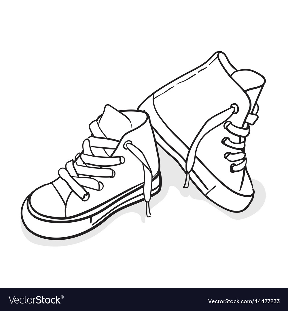 Cute baby sneaker boot in line art design Vector Image