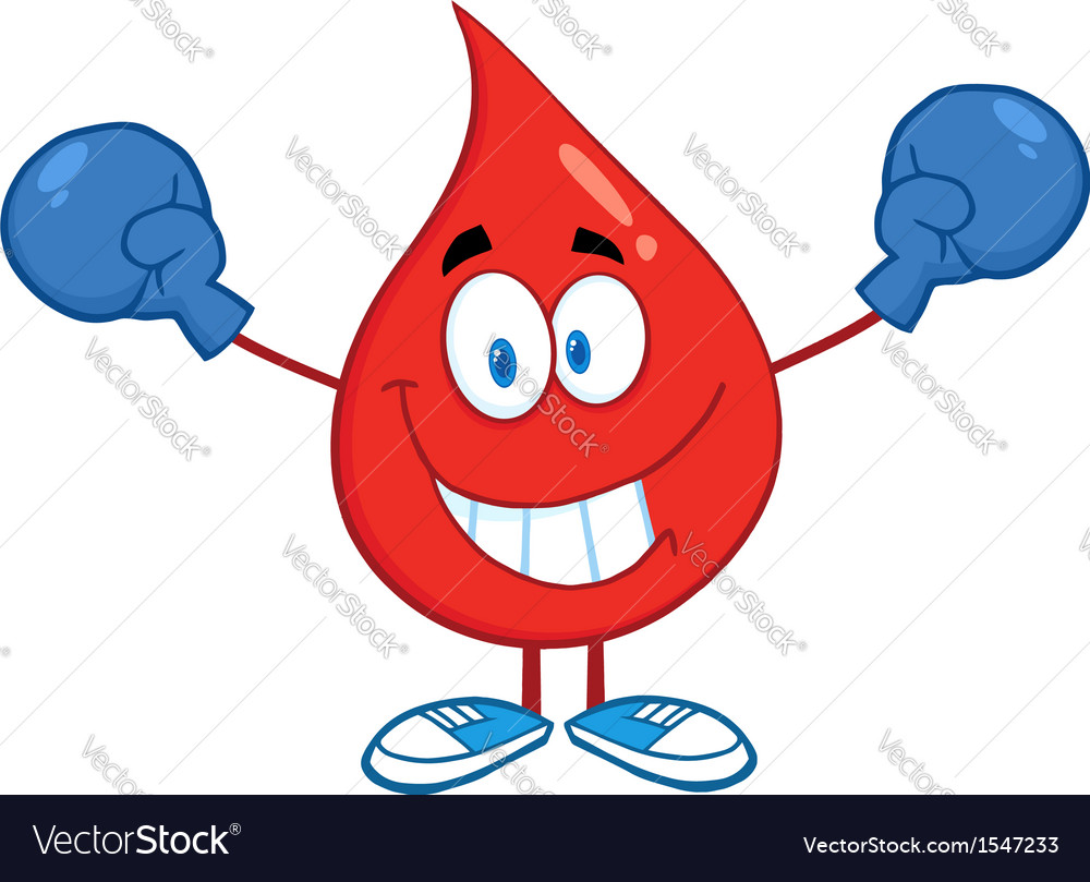 Drop of blood cartoon character Royalty Free Vector Image