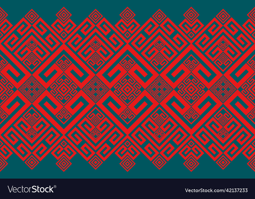 Green red zig zag aztec pattern vector image Green red zig zag aztec pattern