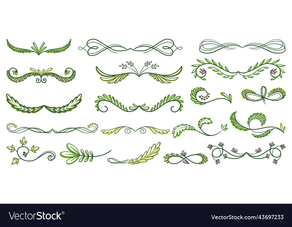 Green text dividers page separators design set Vector Image