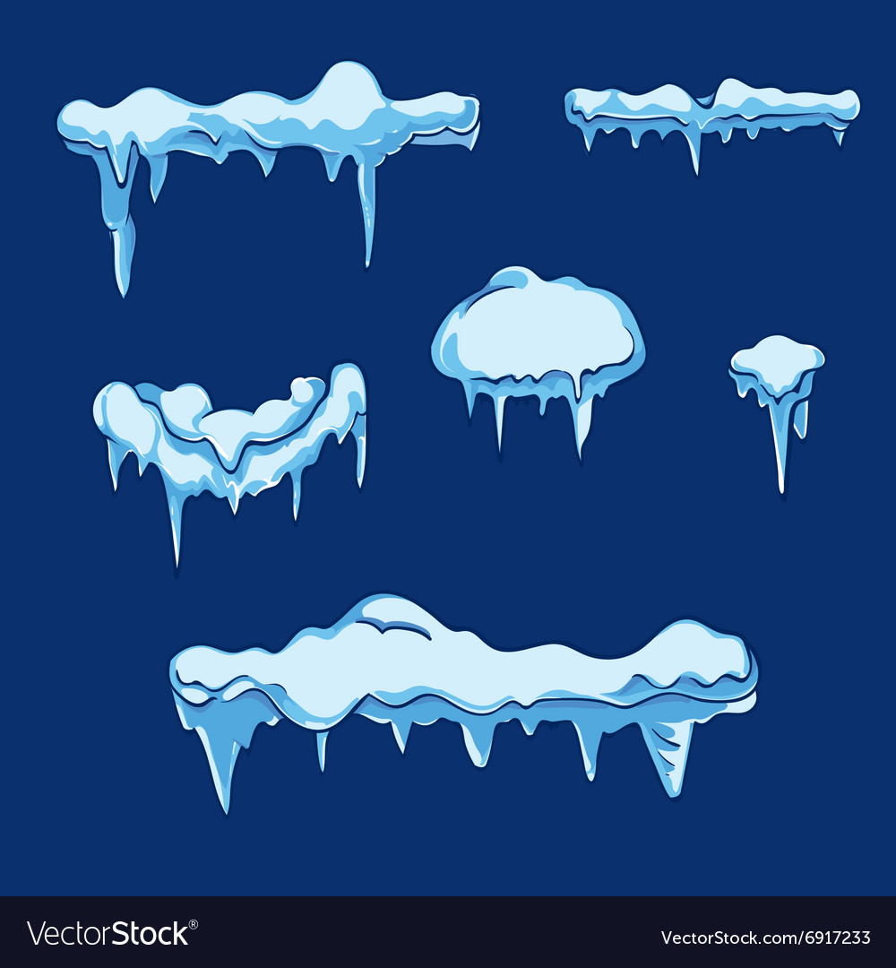 Ice sheet with icicle set in cartoon style Vector Image Ice sheet with icicle set in cartoon style Vector Image