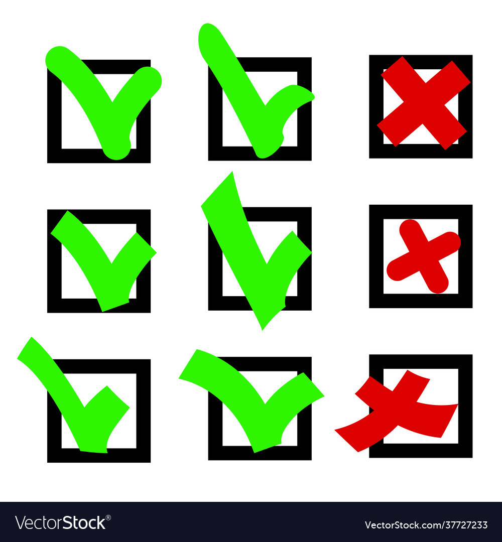 Icon sign green a red to vote yes