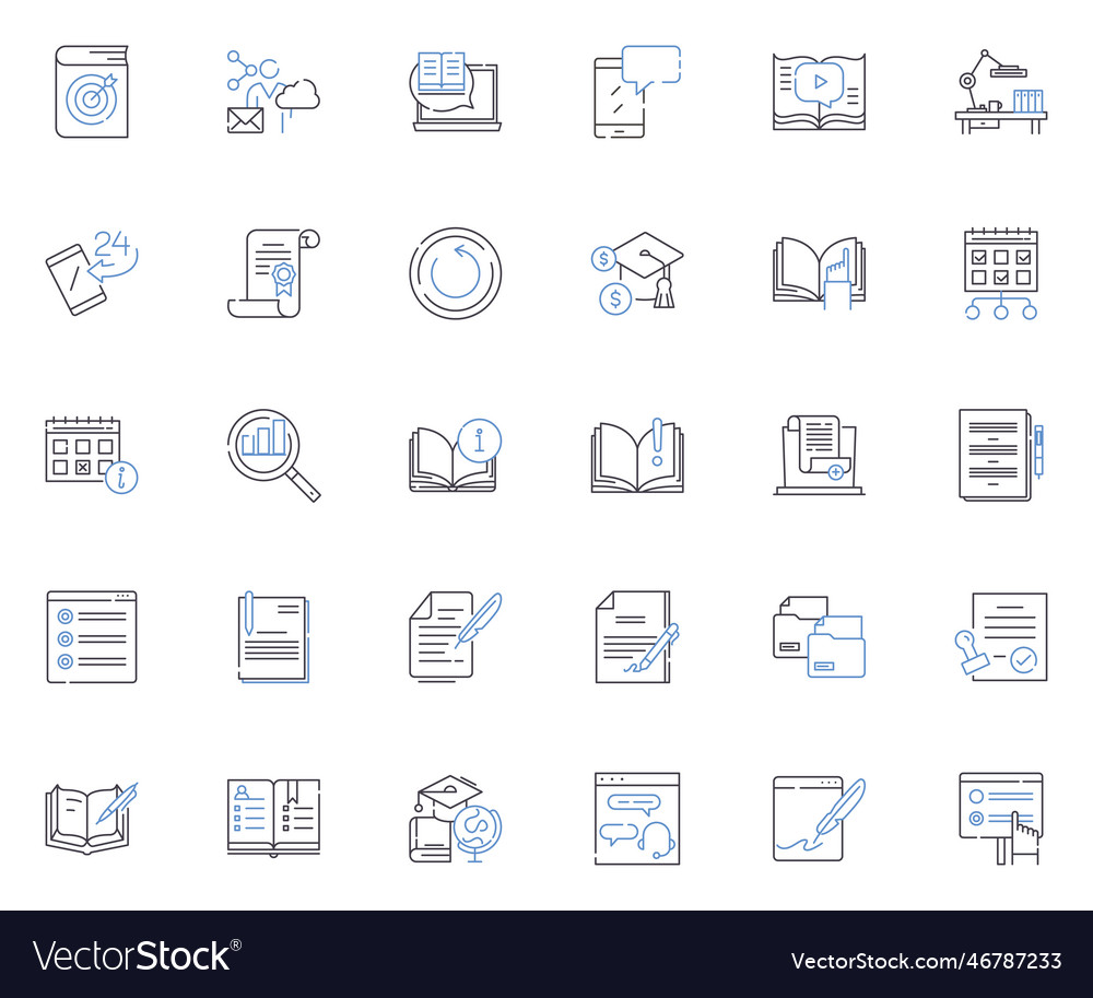 Knowledge instruments line icons collection