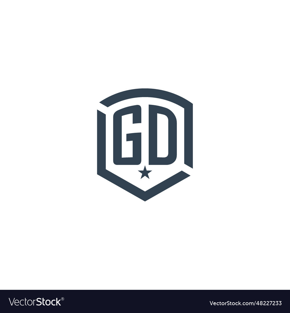 Monogram gd star shield logo design inspiration