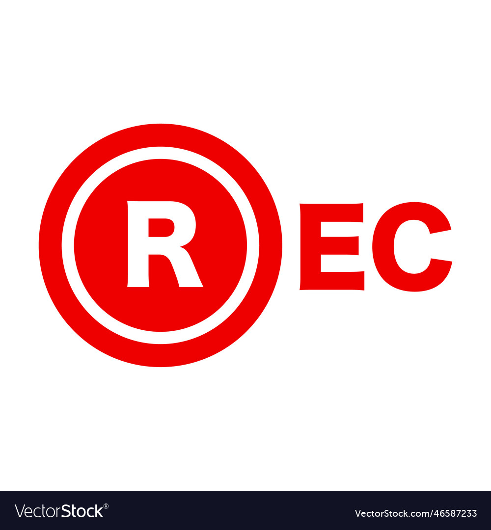Rec button and logo vector image Rec button and logo