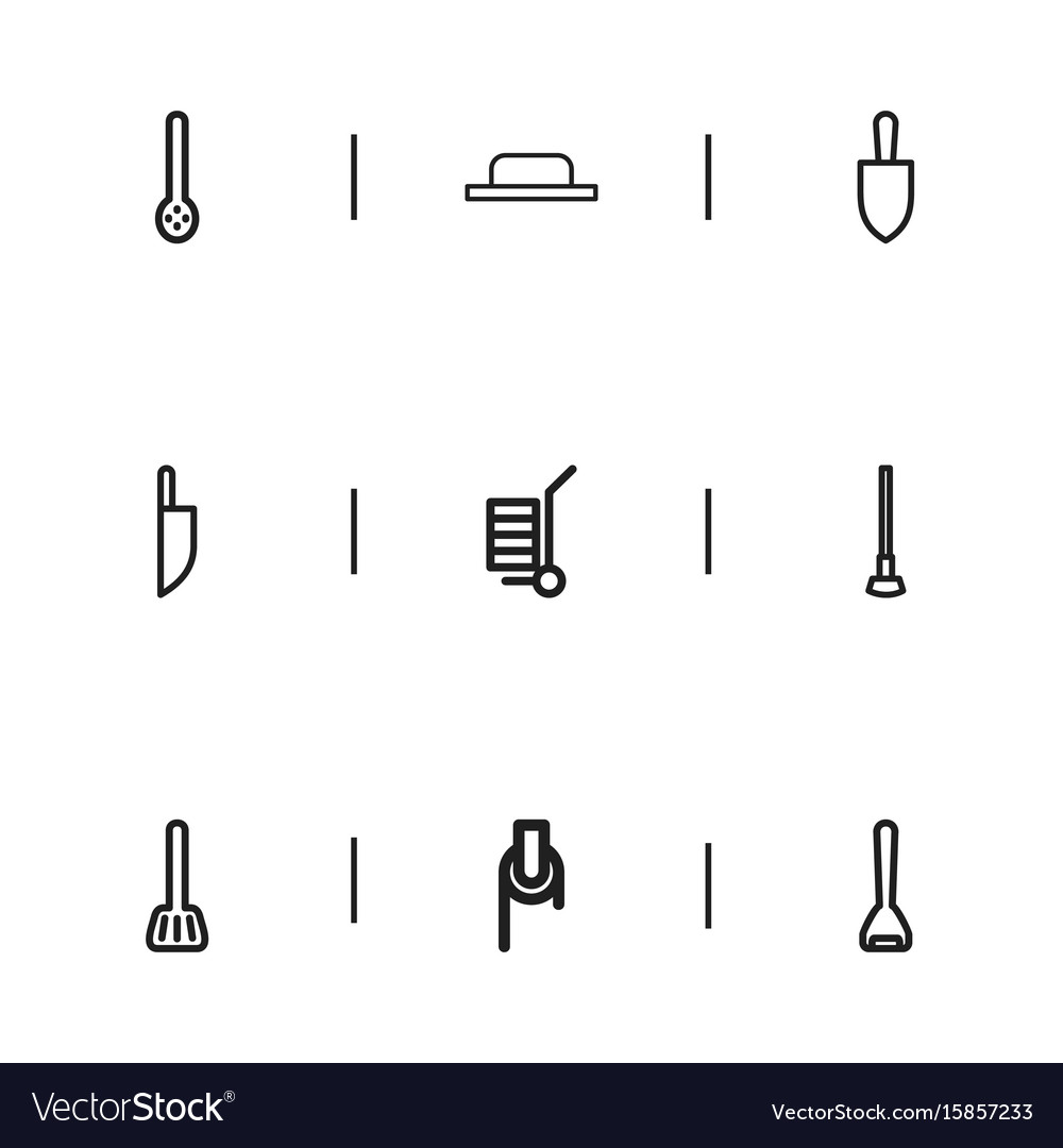 Set of 9 editable tools icons includes symbols