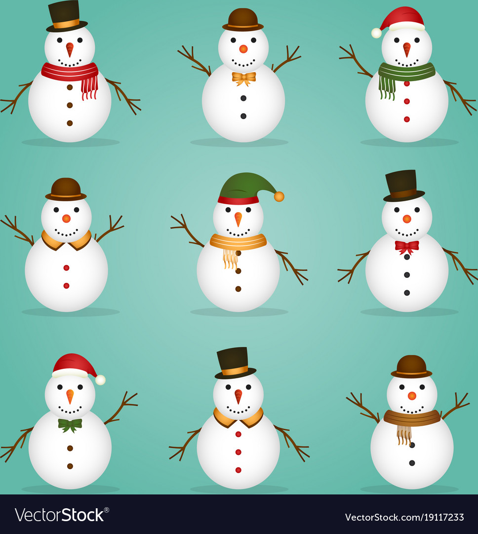 Snowman collection Royalty Free Vector Image - VectorStock