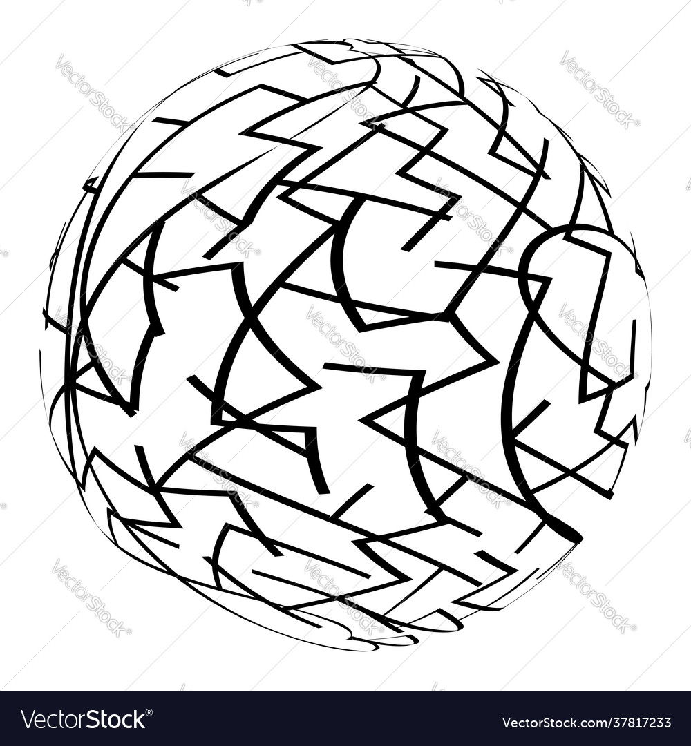 Sphere with random irregular lines icon symbol