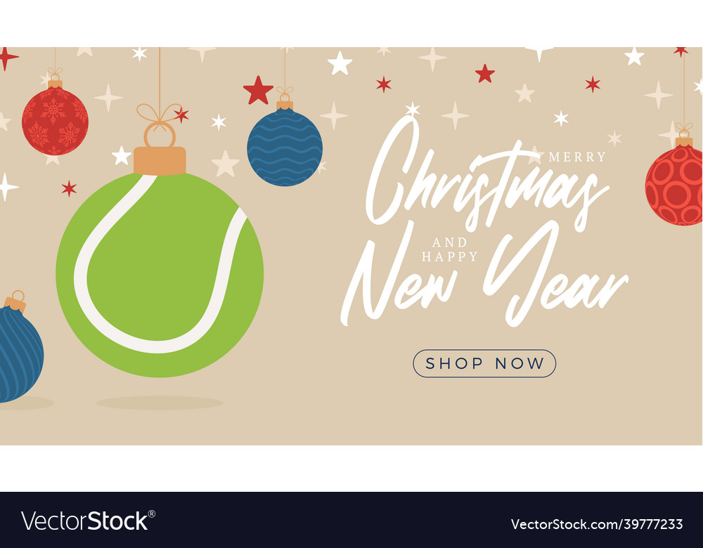 Tennis christmas greeting card merry