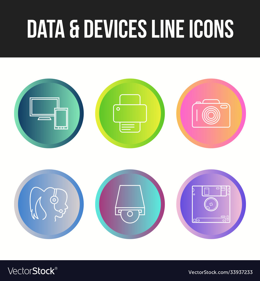 Unique line icon set data and devices