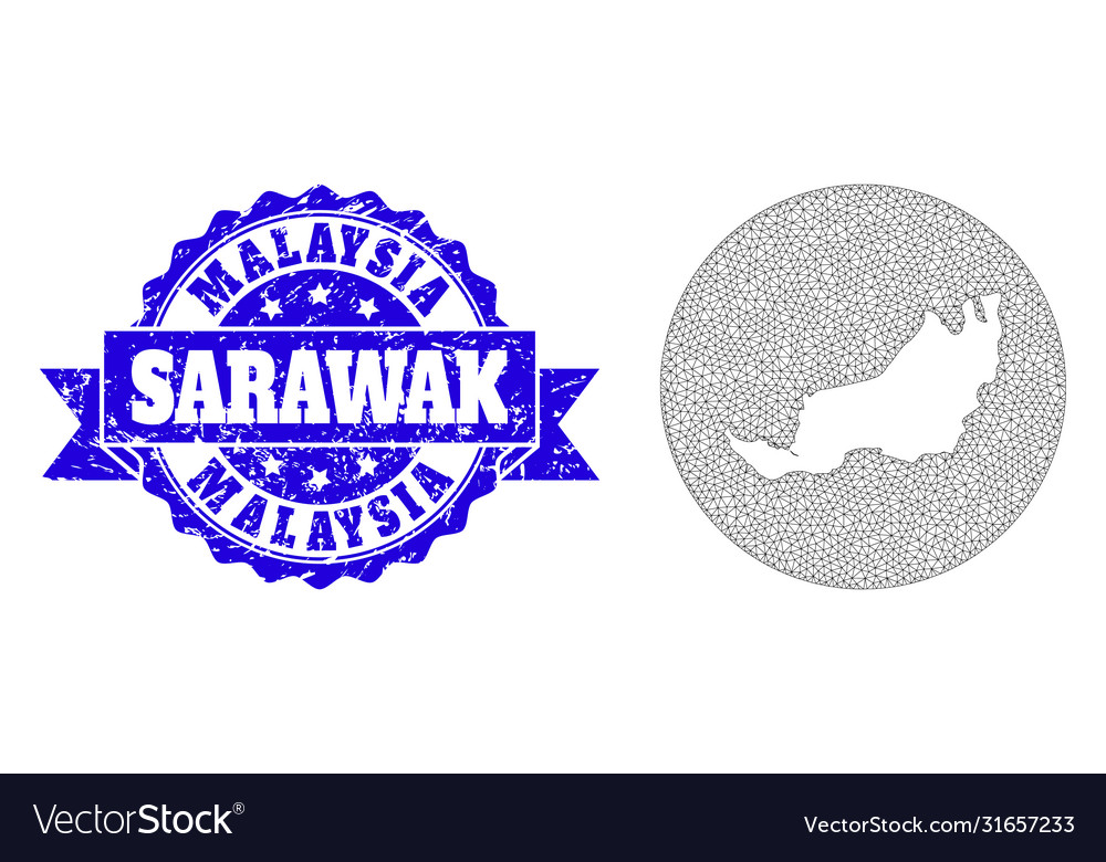 Wire frame mesh round inverted map sarawak vector image Wire frame mesh round inverted map sarawak
