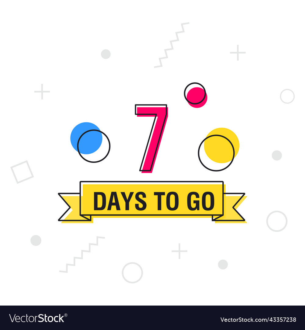 7 days to go last countdown icon on geometric vector image 7 days to go last countdown icon on geometric