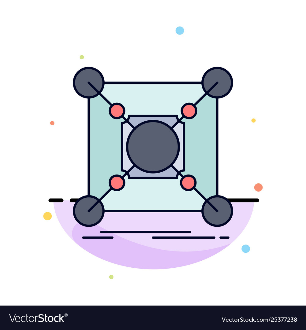Base center connection data hub flat color icon vector image Base center connection data hub flat color icon