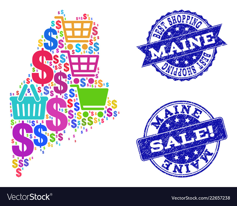 Best shopping collage of mosaic map maine state