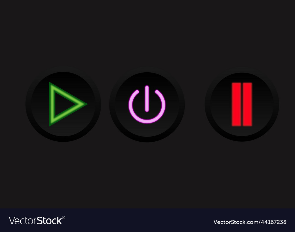 Black button set on a background vector image Black button set on a background