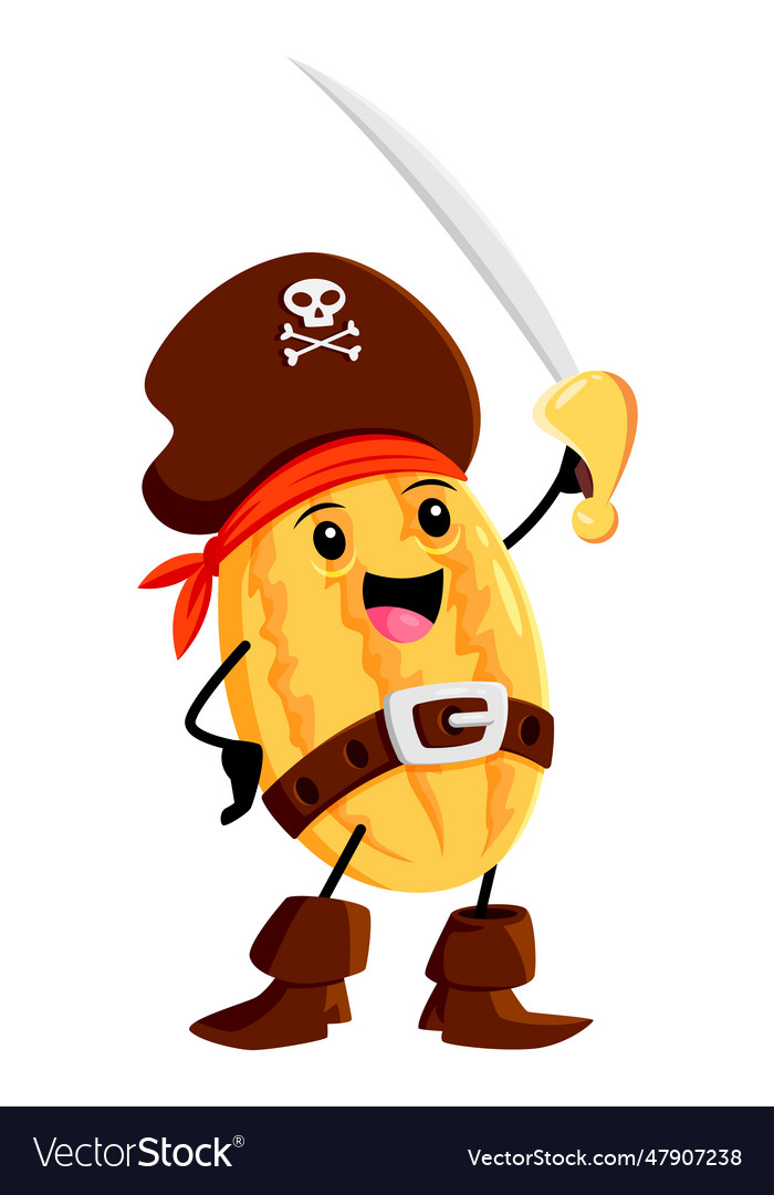 Cartoon Melone Fruchtpirate und Korsar mit Schwert vector image Cartoon Melone Fruchtpirate und Korsar mit Schwert