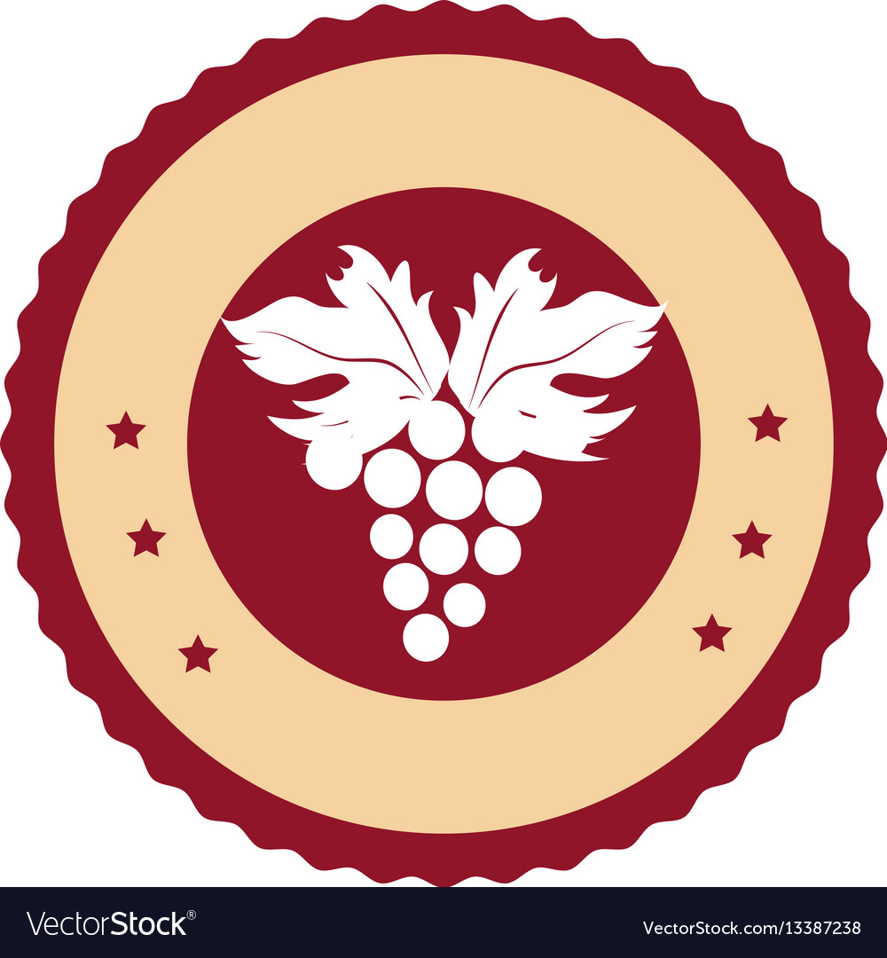 Circular emblem with bunch of grapes