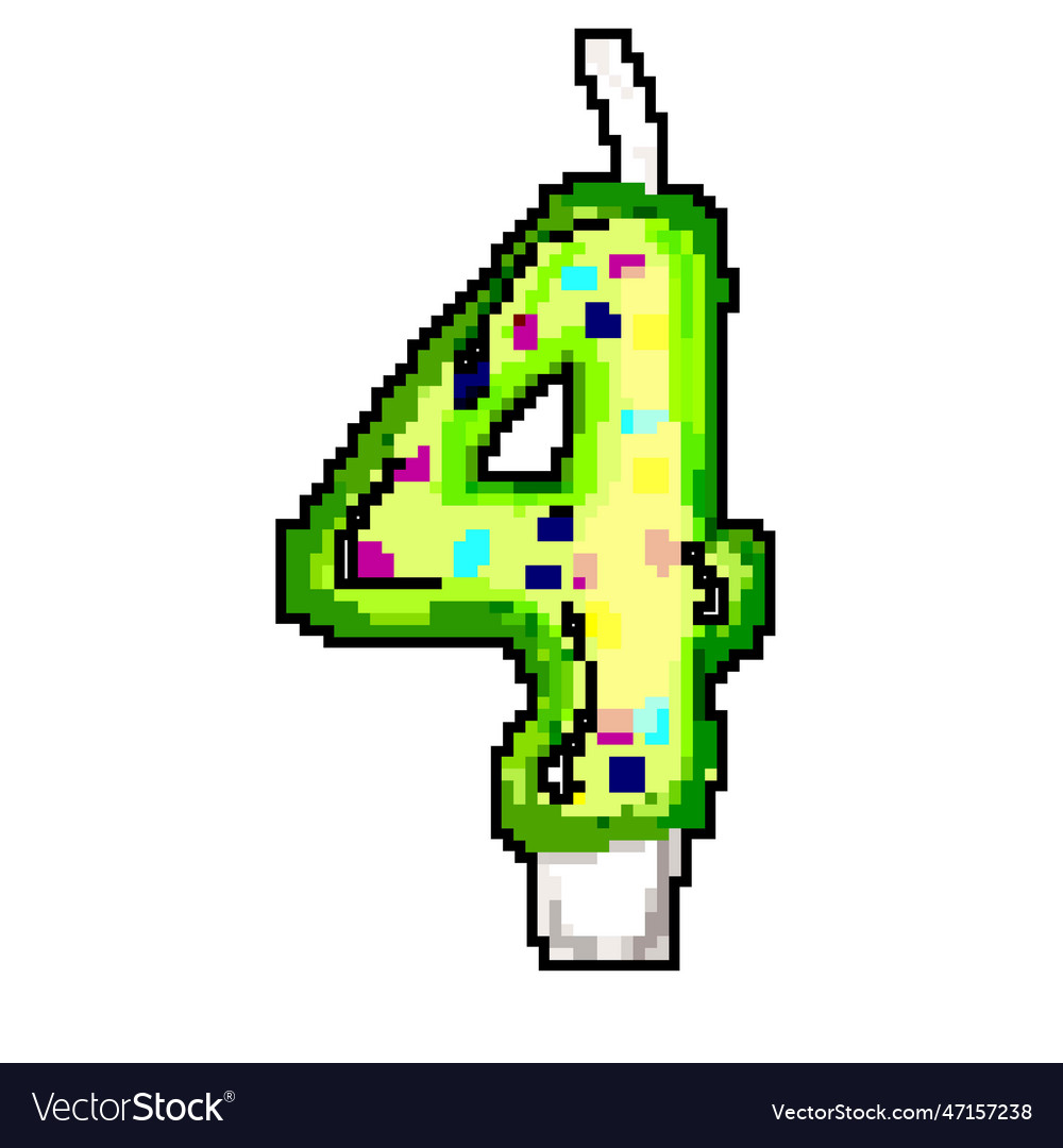 Four year birthday number candle game pixel art