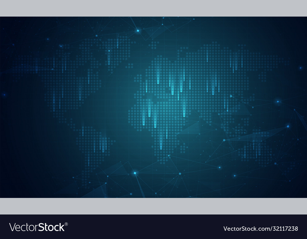 Global network technology background with world vector image Global network technology background with world