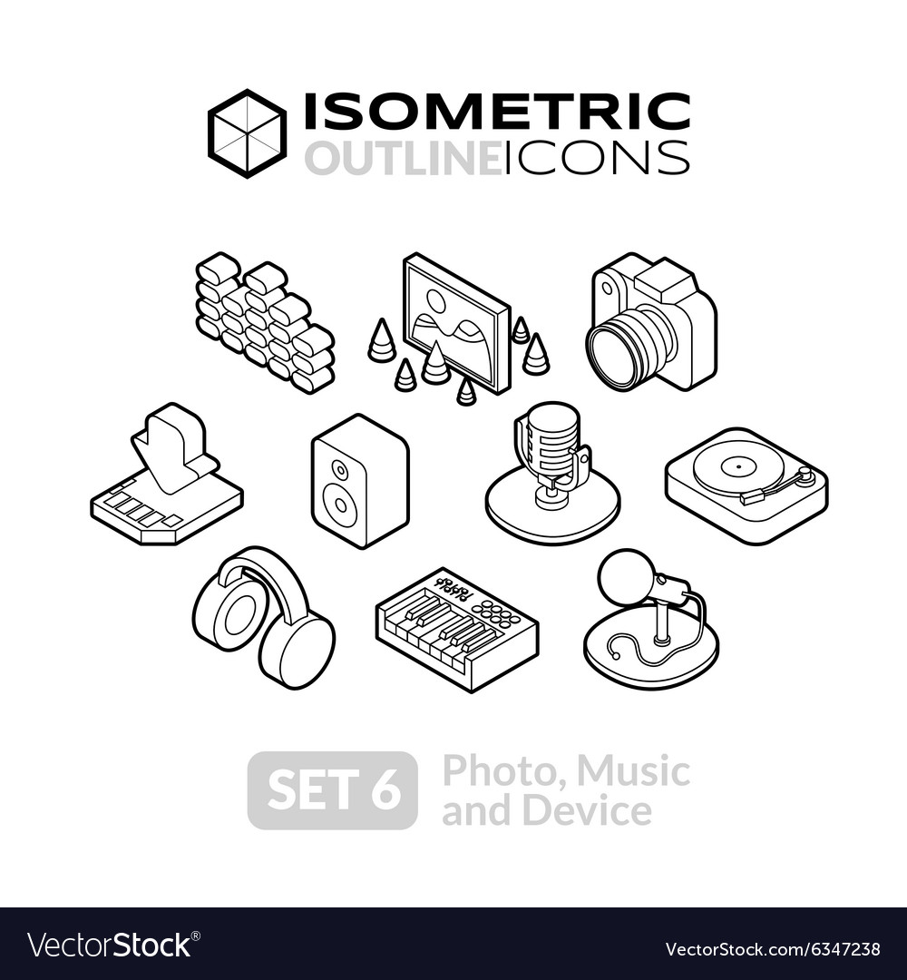 Isometric outline icons set 6