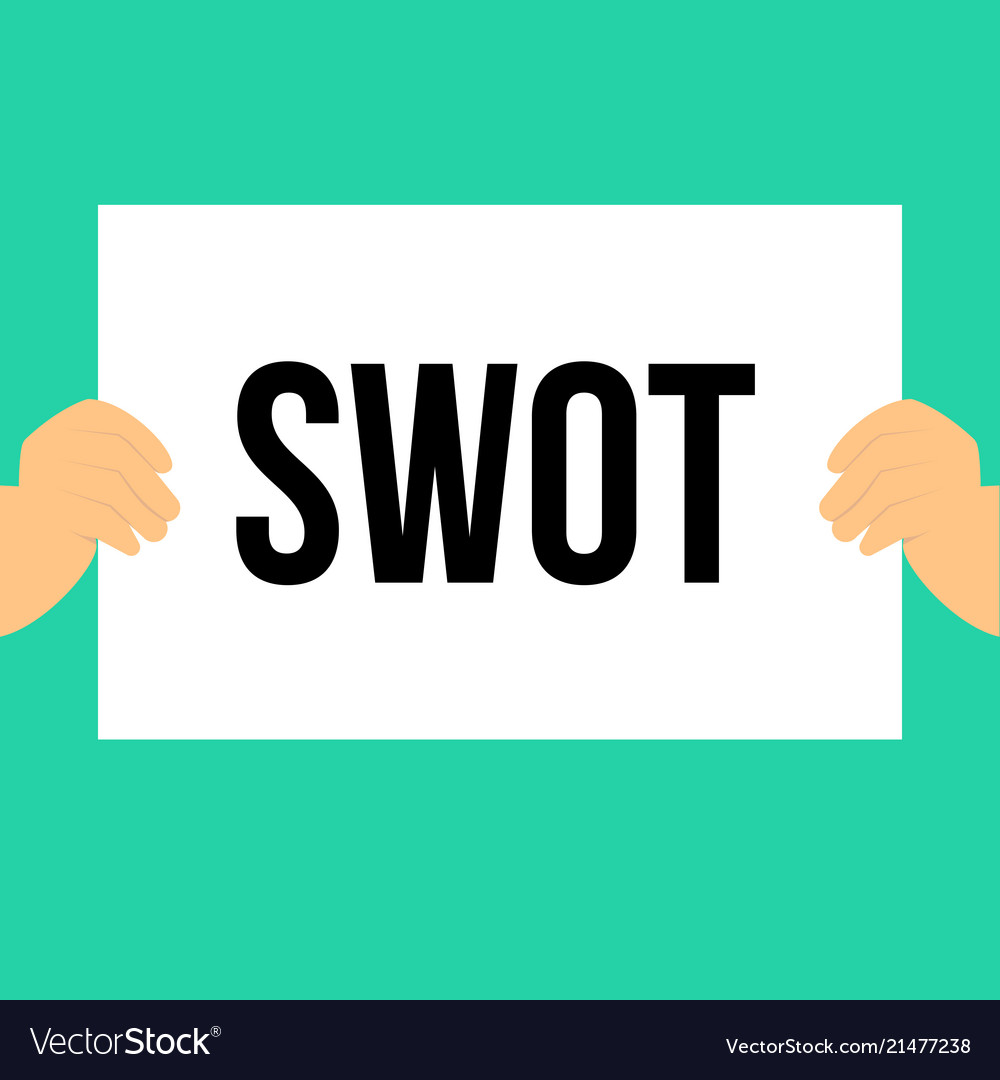 Man showing paper swot text vector image Man showing paper swot text