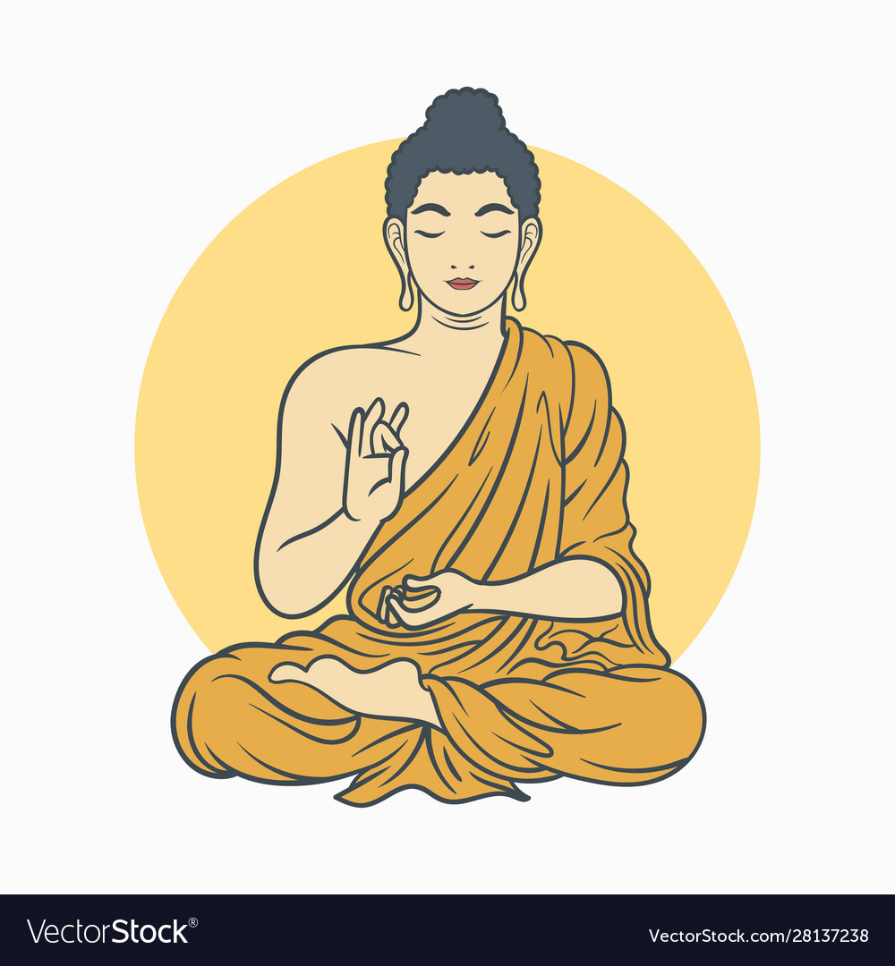 Meditating buddha cartoon design Royalty Free Vector Image