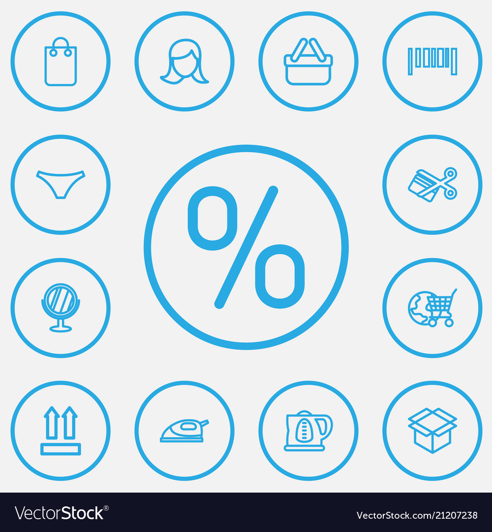 Set of 13 editable business icons line style vector image Set of 13 editable business icons line style