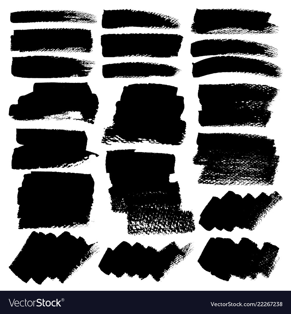 Set of brush stroke black ink grunge