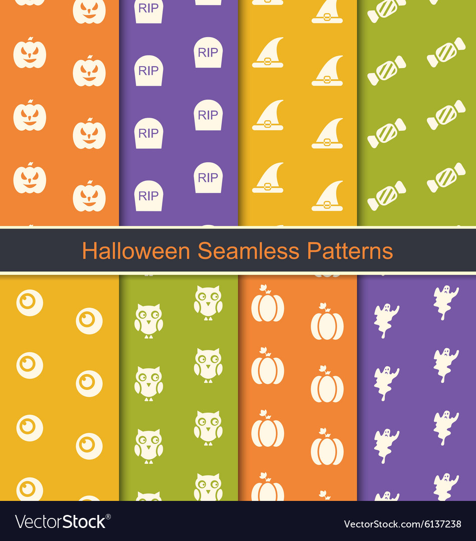 Set seamless abstract patterns with halloween