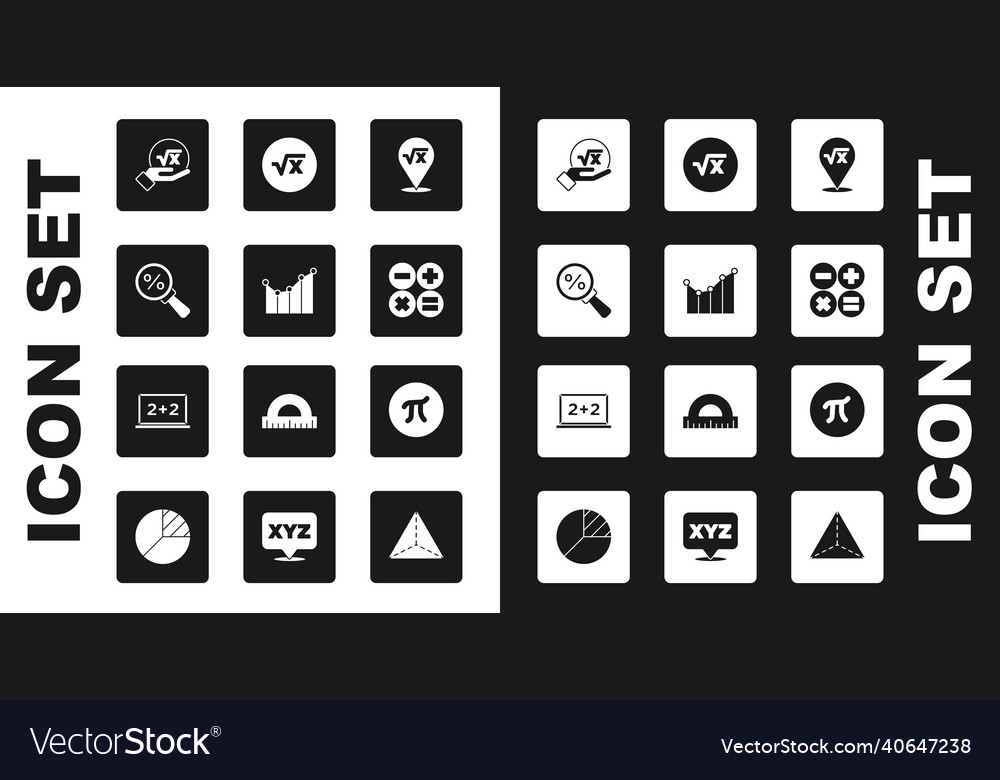 Set square root of x glyph graph schedule chart vector image Set square root of x glyph graph schedule chart