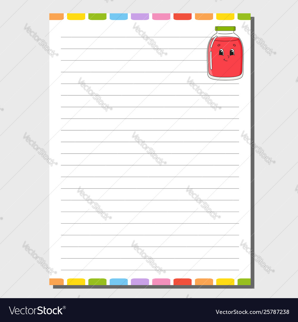 Sheet template for notebook notepad diary funny vector image Sheet template for notebook notepad diary funny